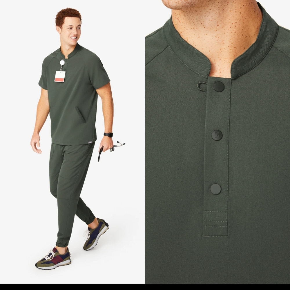 Fig Moss Green Scrub Set-Medium Mens
